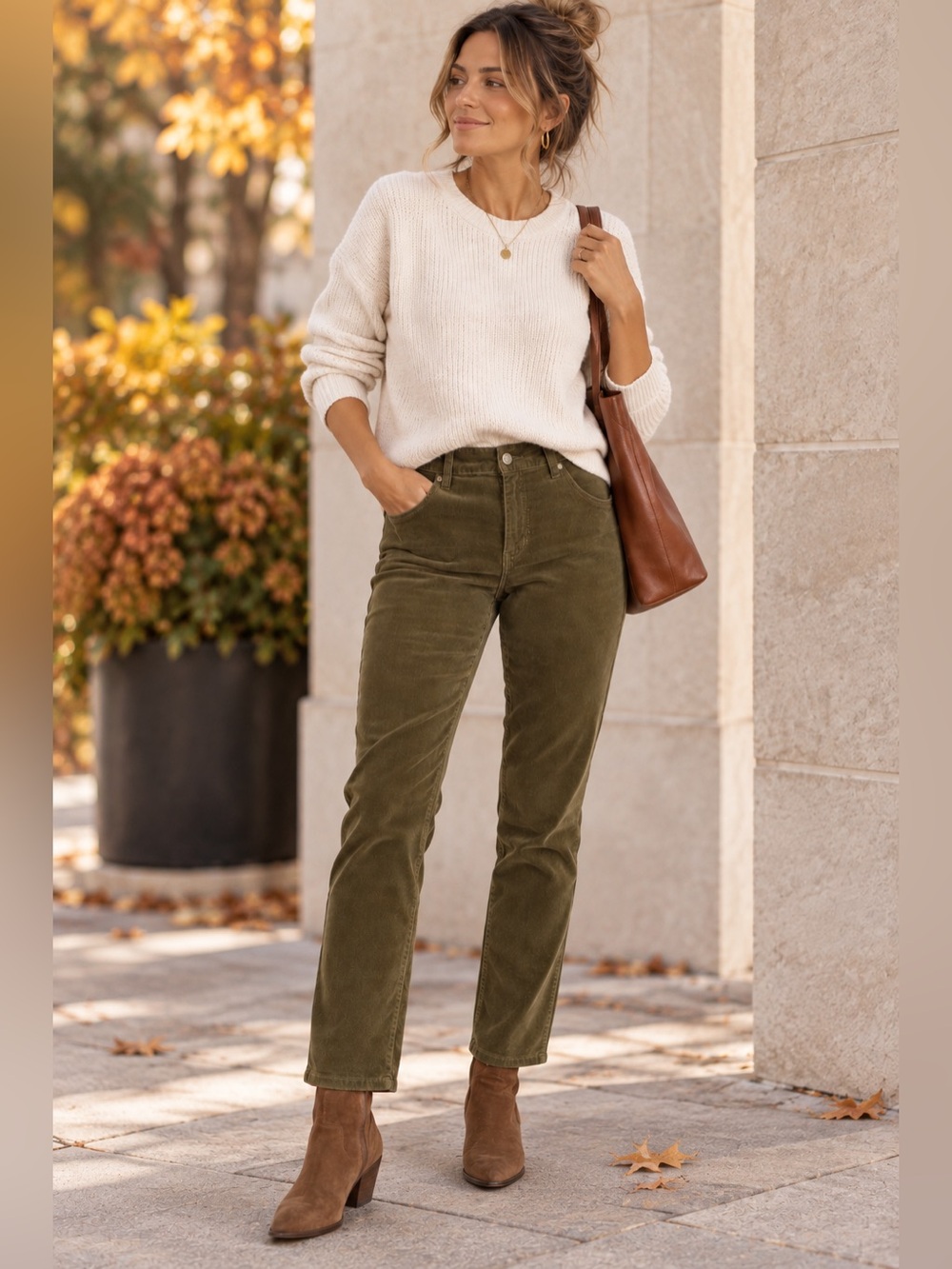 Cabi Jeans Skinny Fine Corduroy Pants Olive Green Stretch Fall Womens Size 14